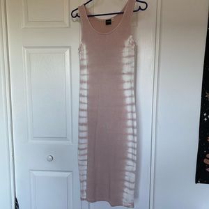 Tie-Dye Midi Tank Dress - Dusty Pink
